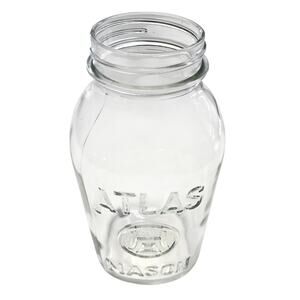 Vintage ATLAS MASON JAR Clear Glass WITHOUT LID 9.5"